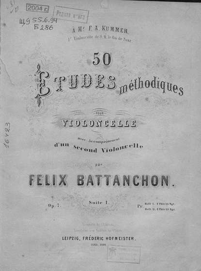 Etudes methodiques pour Violoncelle avec