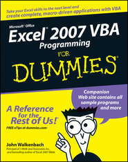 бесплатно читать книгу Excel 2007 VBA Programming For Dummies автора John Walkenbach