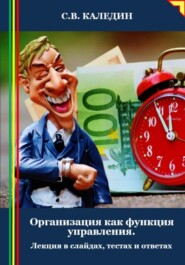 бесплатно читать книгу Организация как функция управления. Лекция в слайдах, тестах и ответах автора Сергей Каледин