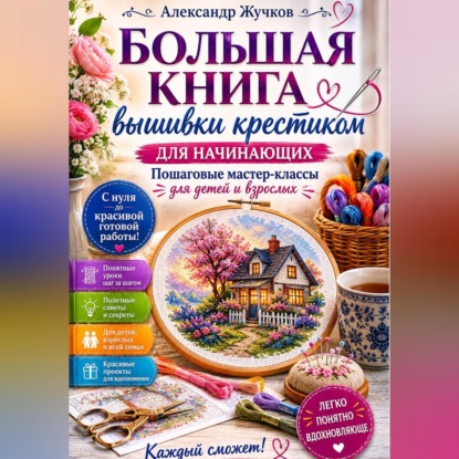 Большая книга вышивки крестиком для начинающих. Пошаговые мастер-классы для детей и взрослых.