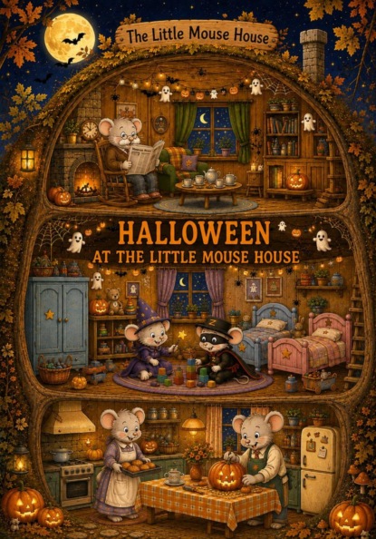 Halloween at The Little Mouse House (раскраска на английском)